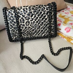 Leopard Aldo Print Chain Shoulder Bag